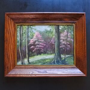 Vintage Signed Original Framed Oil Painting Impressionist Forest Landscape